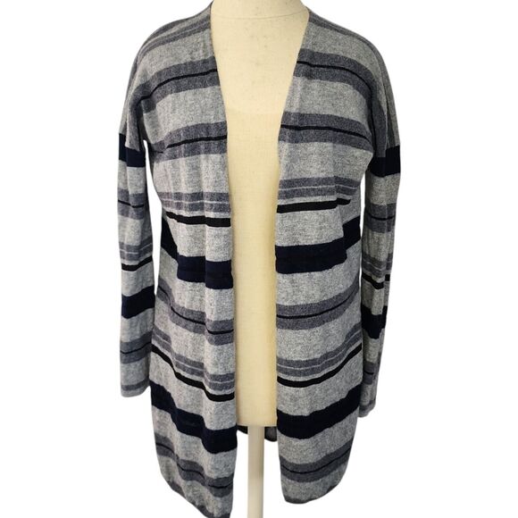 Derek Lam 10 Crosby 90% Wool Cardigan Size S flared Longline Striped Gray Soft - Picture 2 of 10